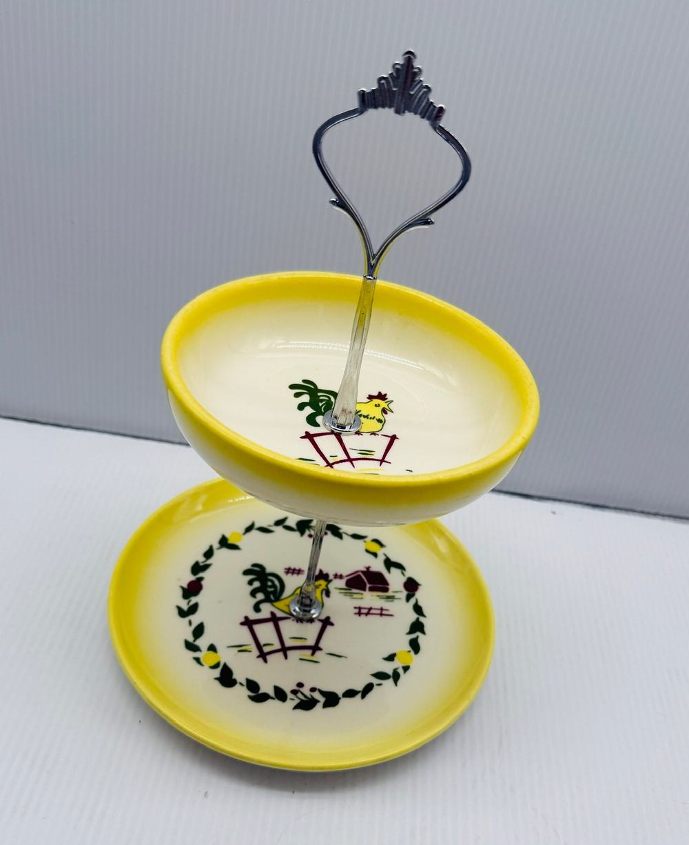Handmade Vintage Trinket Dish with Vintage Dessert Plate and Bowl